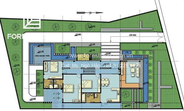 Green layout for the villa area